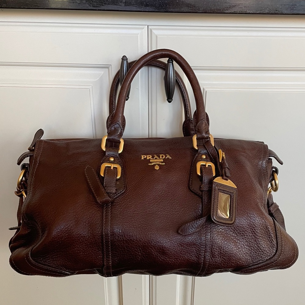 Prada BN1181 Antik Cervo Bag in Cacao Deerskin